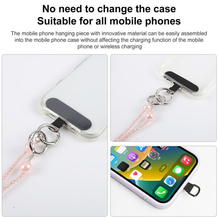 Colgante para teléfono con cadena de cuentas y lazo, con almohadilla de sujeción para mujeres y niñas.