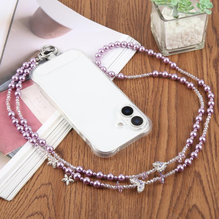 Colgante para teléfono con cadena de cuentas en forma de cola de pez y almohadilla de sujeción para mujeres y niñas.