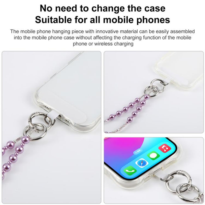 Colgante para teléfono con cadena de cuentas en forma de cola de pez y almohadilla de sujeción para mujeres y niñas.