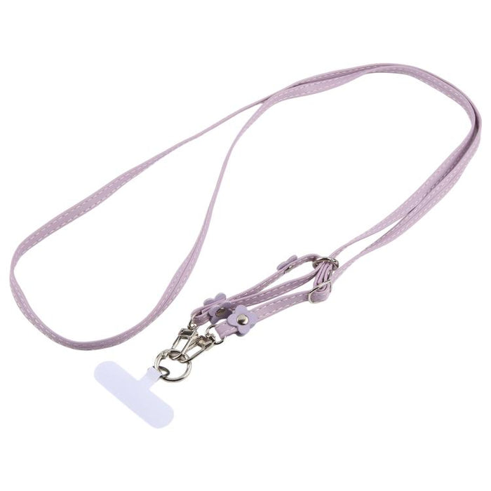 Cordón para teléfono con correa de cuero ajustable con decoración floral y almohadilla de sujeción para hombre y mujer.
