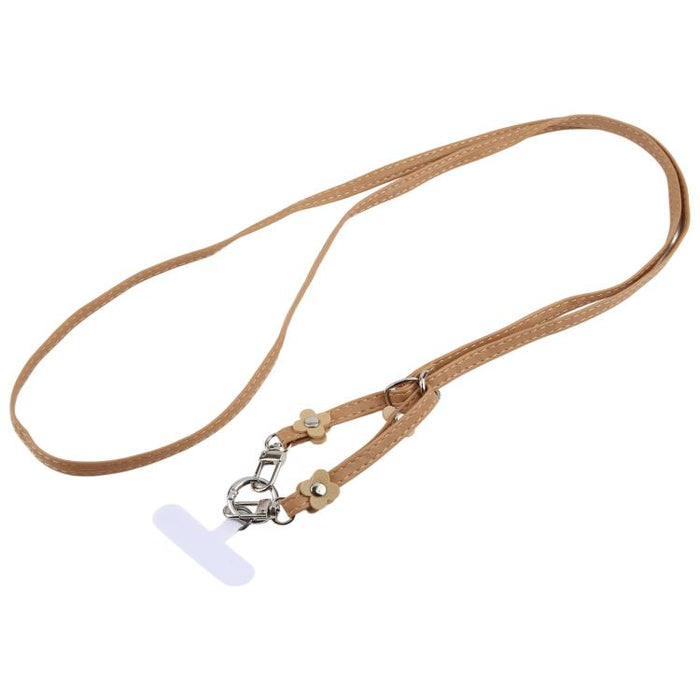 Cordón para teléfono con correa de cuero ajustable con decoración floral y almohadilla de sujeción para hombre y mujer.