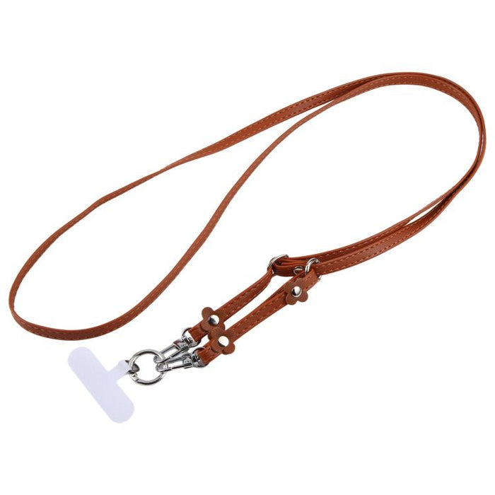 Cordón para teléfono con correa de cuero ajustable con decoración floral y almohadilla de sujeción para hombre y mujer.