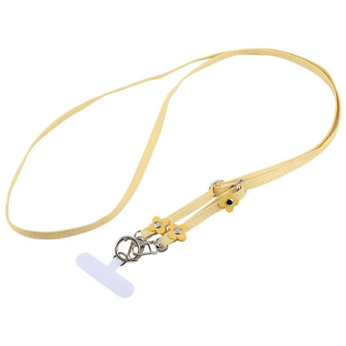 Cordón para teléfono con correa de cuero ajustable con decoración floral y almohadilla de sujeción para hombre y mujer.