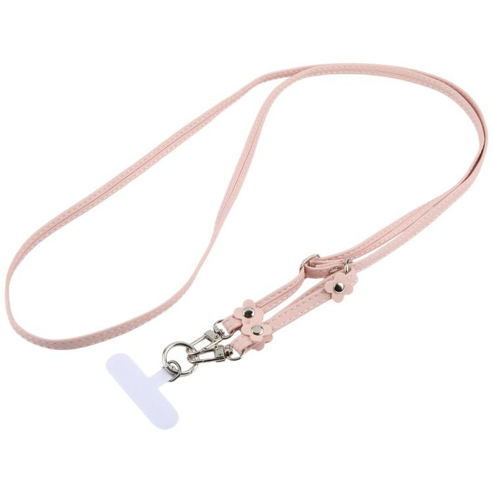Cordón para teléfono con correa de cuero ajustable con decoración floral y almohadilla de sujeción para hombre y mujer.