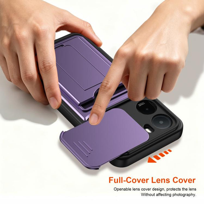 Funda para teléfono híbrida de PC y TPU con tapa deslizante para lente y tarjetero, For Redmi A7 Pro 171mm / Redmi 15a 5G, For Redmi K90 Pro Max / Poco F8 Ultra 5G, For Redmi Note 15 4G / 5G Global 164mm, For Redmi Note 15 Pro 4G Global 163.2mm        ...