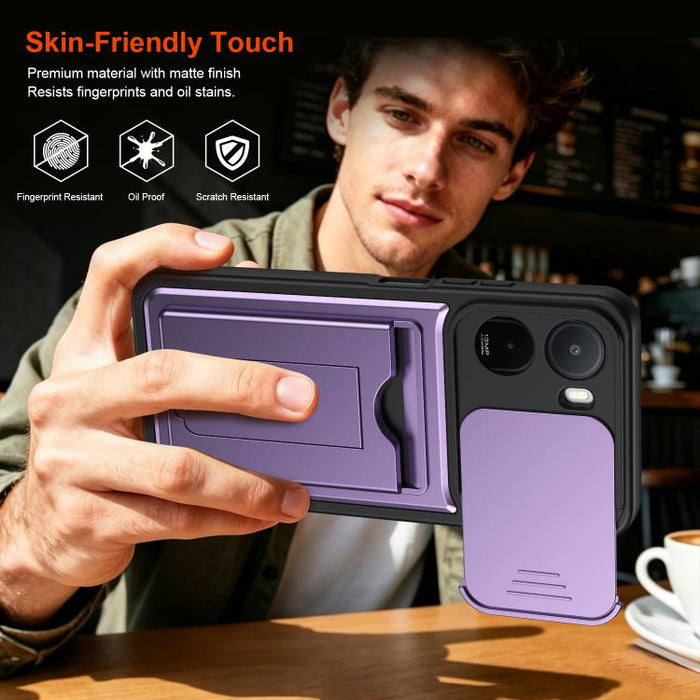 Funda para teléfono híbrida de PC y TPU con tapa deslizante para lente y tarjetero, For Redmi A7 Pro 171mm / Redmi 15a 5G, For Redmi K90 Pro Max / Poco F8 Ultra 5G, For Redmi Note 15 4G / 5G Global 164mm, For Redmi Note 15 Pro 4G Global 163.2mm        ...