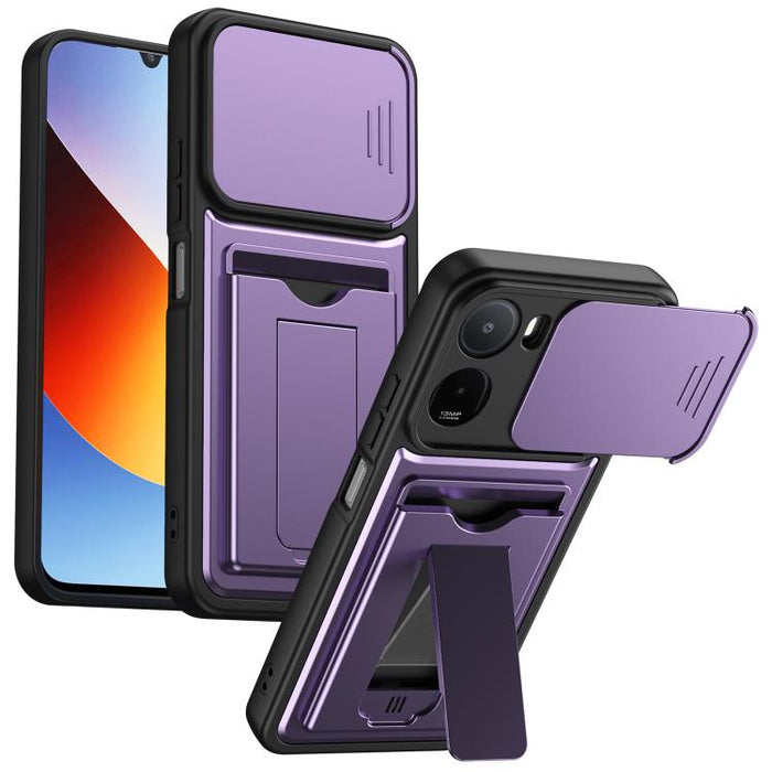Funda para teléfono híbrida de PC y TPU con tapa deslizante para lente y tarjetero, For Redmi A7 Pro 171mm / Redmi 15a 5G, For Redmi K90 Pro Max / Poco F8 Ultra 5G, For Redmi Note 15 4G / 5G Global 164mm, For Redmi Note 15 Pro 4G Global 163.2mm        ...