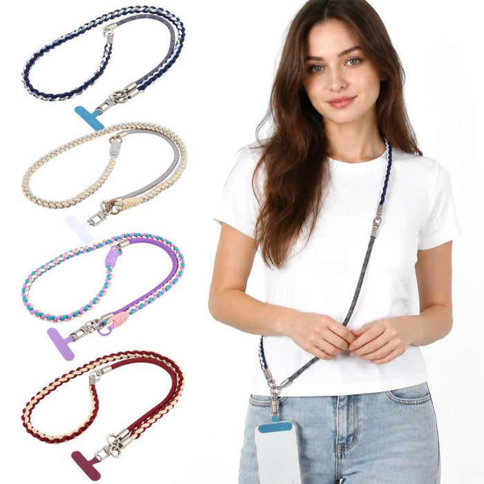 Cordón para teléfono con correa trenzada y empalmada, con almohadilla de sujeción, unisex.