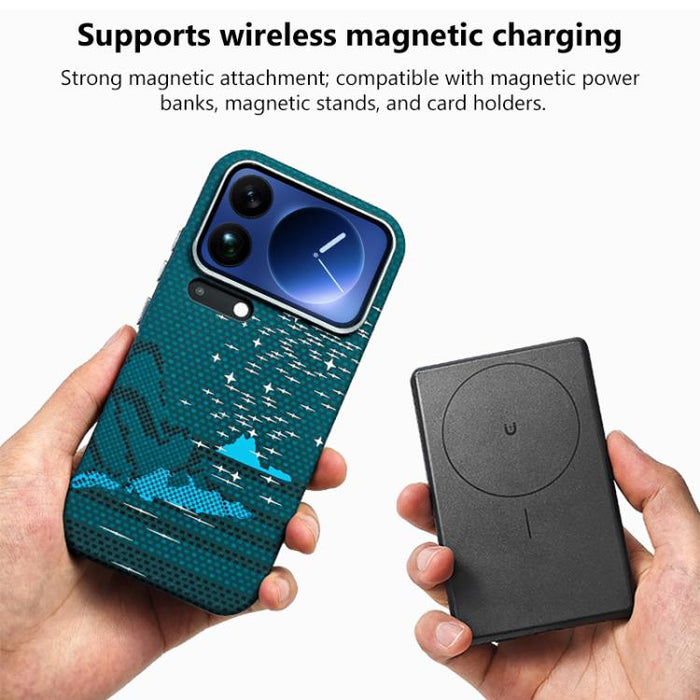 Funda magnética para teléfono con pegatina de agua y textura de Kevlar, For Xiaomi 17 Pro Max, For Xiaomi 17 Pro