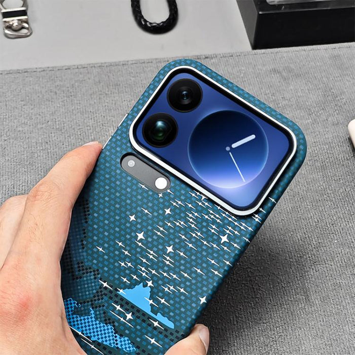 Funda magnética para teléfono con pegatina de agua y textura de Kevlar, For Xiaomi 17 Pro Max, For Xiaomi 17 Pro