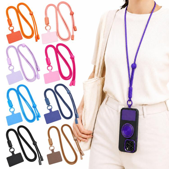 Cordón para teléfono ajustable y giratorio 360 grados con correa para el cuello de nailon y almohadilla de sujeción, unisex.