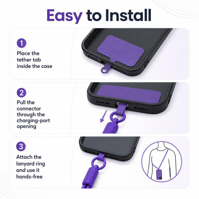 Cordón para teléfono ajustable y giratorio 360 grados con correa para el cuello de nailon y almohadilla de sujeción, unisex.