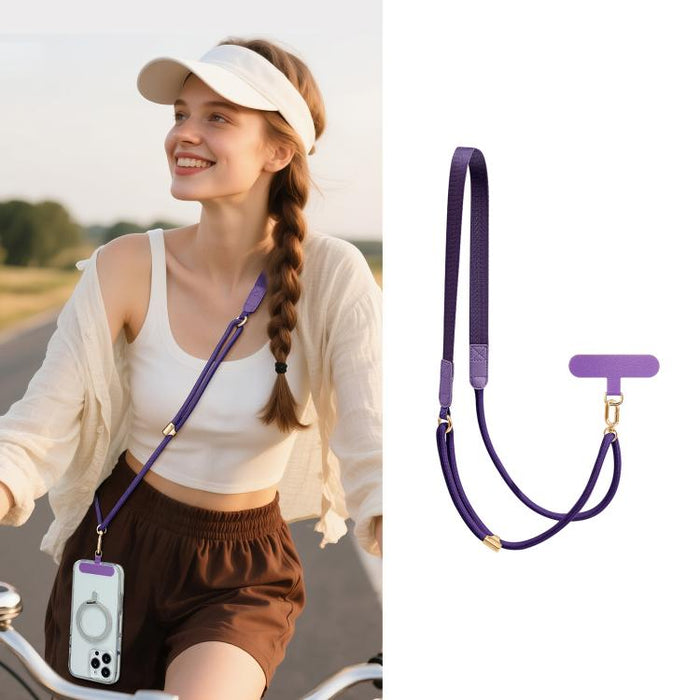 Correa de cuello híbrida ajustable con cordón cruzado para teléfono y almohadilla de sujeción para hombre y mujer., Gold Hardware, Painted Metal Hardware