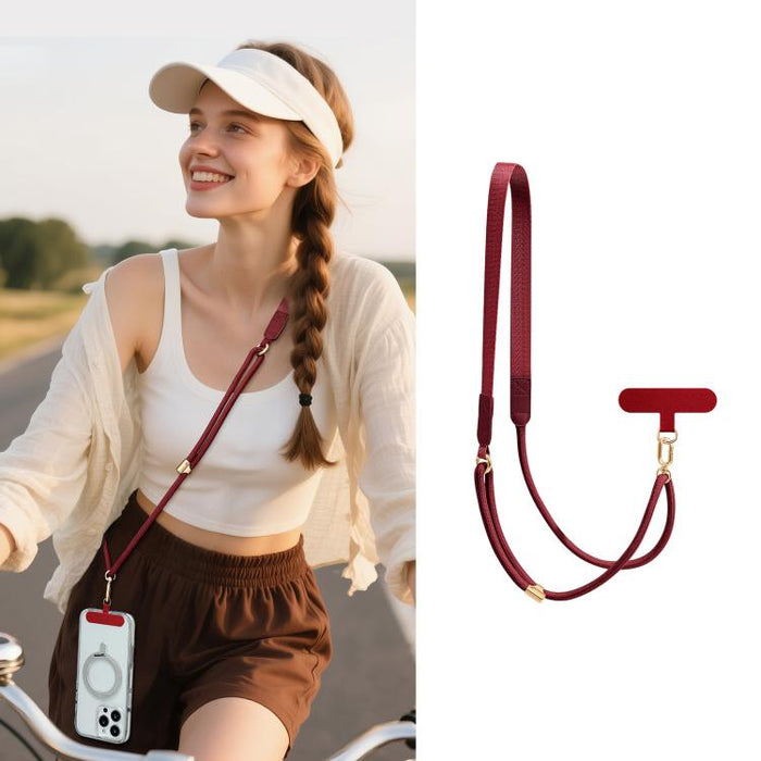 Correa de cuello híbrida ajustable con cordón cruzado para teléfono y almohadilla de sujeción para hombre y mujer., Gold Hardware, Painted Metal Hardware