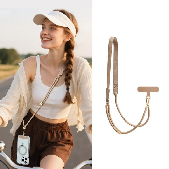Correa de cuello híbrida ajustable con cordón cruzado para teléfono y almohadilla de sujeción para hombre y mujer., Gold Hardware, Painted Metal Hardware