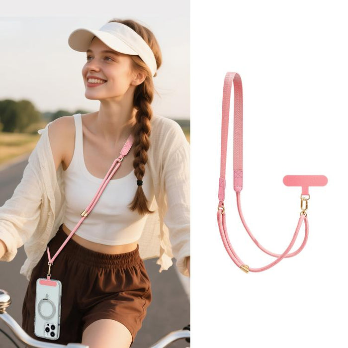Correa de cuello híbrida ajustable con cordón cruzado para teléfono y almohadilla de sujeción para hombre y mujer., Gold Hardware, Painted Metal Hardware