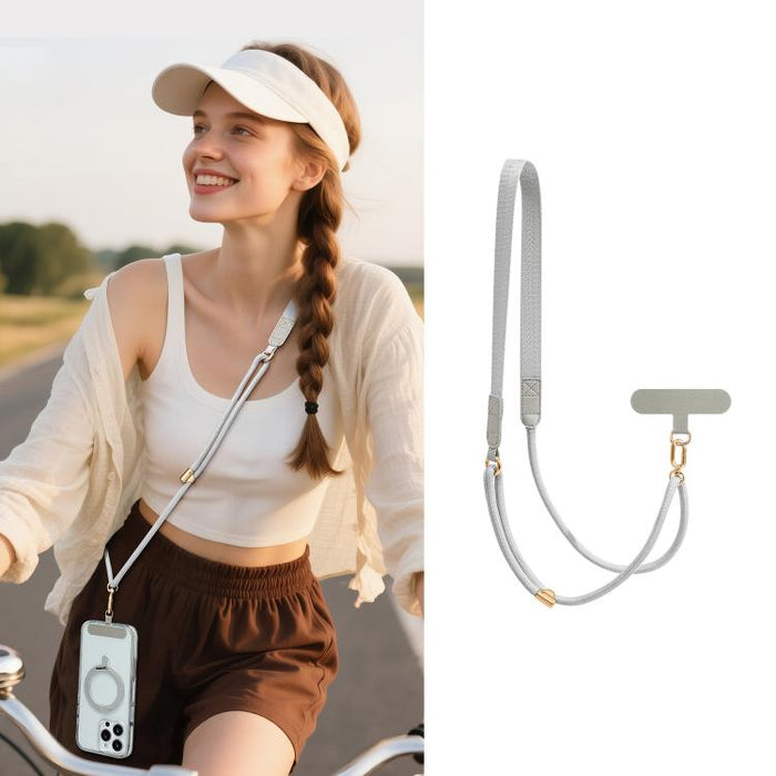 Correa de cuello híbrida ajustable con cordón cruzado para teléfono y almohadilla de sujeción para hombre y mujer., Gold Hardware, Painted Metal Hardware