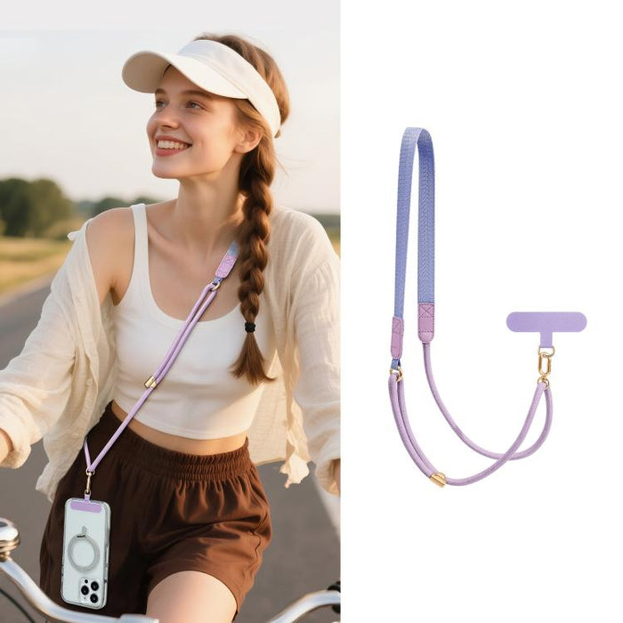 Correa de cuello híbrida ajustable con cordón cruzado para teléfono y almohadilla de sujeción para hombre y mujer., Gold Hardware, Painted Metal Hardware