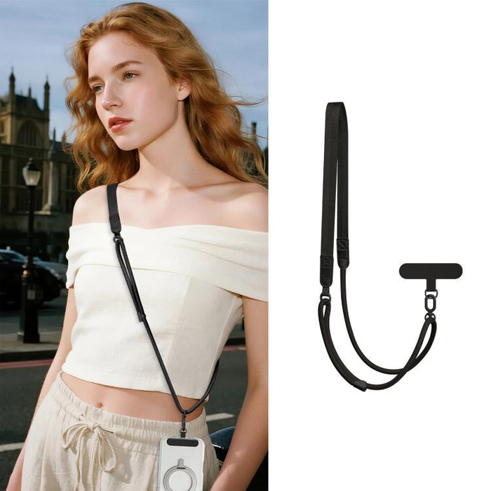 Correa de cuello híbrida ajustable con cordón cruzado para teléfono y almohadilla de sujeción para hombre y mujer., Gold Hardware, Painted Metal Hardware