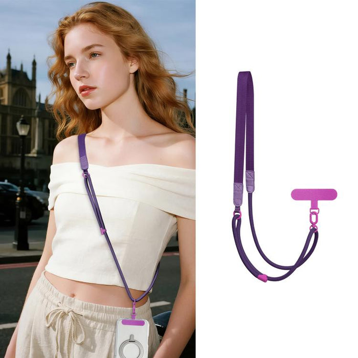 Correa de cuello híbrida ajustable con cordón cruzado para teléfono y almohadilla de sujeción para hombre y mujer., Gold Hardware, Painted Metal Hardware
