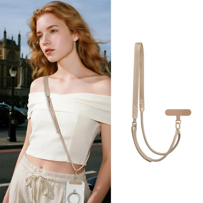 Correa de cuello híbrida ajustable con cordón cruzado para teléfono y almohadilla de sujeción para hombre y mujer., Gold Hardware, Painted Metal Hardware