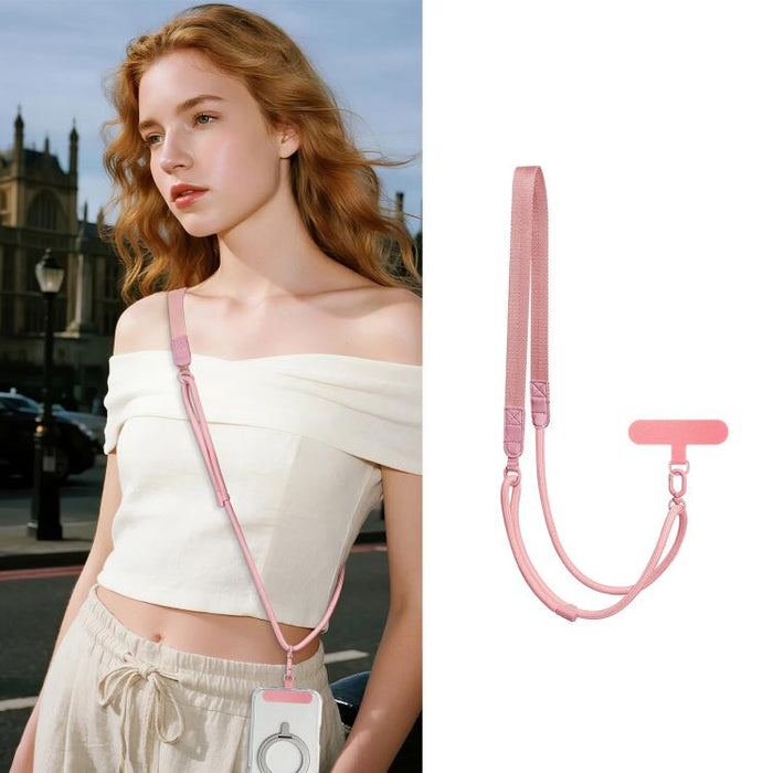 Correa de cuello híbrida ajustable con cordón cruzado para teléfono y almohadilla de sujeción para hombre y mujer., Gold Hardware, Painted Metal Hardware