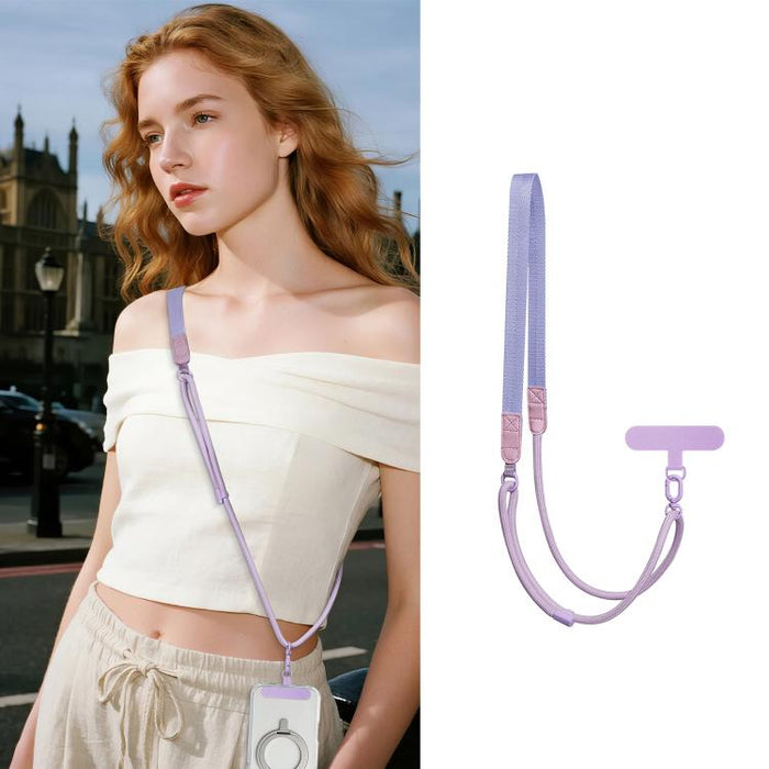 Correa de cuello híbrida ajustable con cordón cruzado para teléfono y almohadilla de sujeción para hombre y mujer., Gold Hardware, Painted Metal Hardware