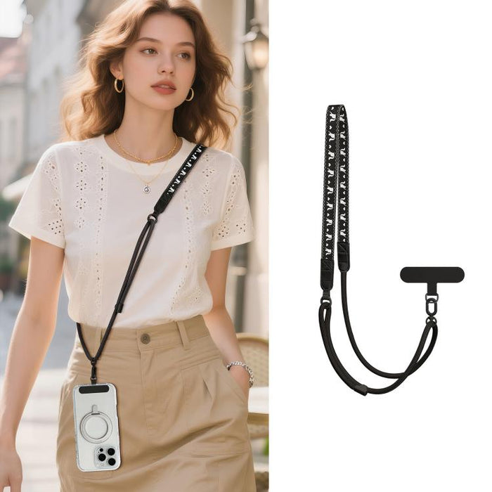 Correa de cuello híbrida ajustable con estampado de dibujos animados, bandolera para teléfono con almohadilla de sujeción para hombre y mujer.