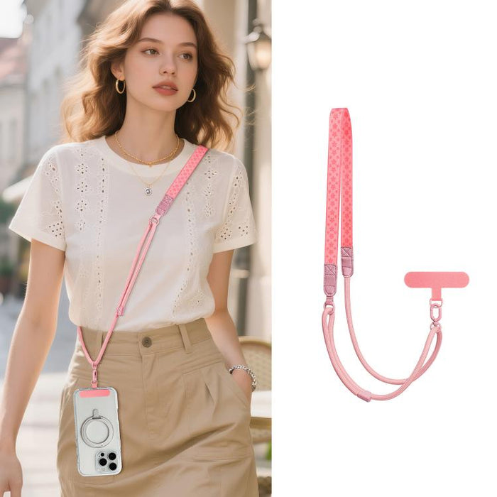 Correa de cuello híbrida ajustable con estampado de dibujos animados, bandolera para teléfono con almohadilla de sujeción para hombre y mujer.