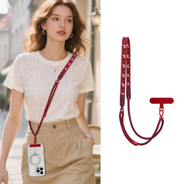 Correa de cuello híbrida ajustable con estampado de dibujos animados, bandolera para teléfono con almohadilla de sujeción para hombre y mujer.