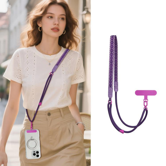 Correa de cuello híbrida ajustable con estampado de dibujos animados, bandolera para teléfono con almohadilla de sujeción para hombre y mujer.