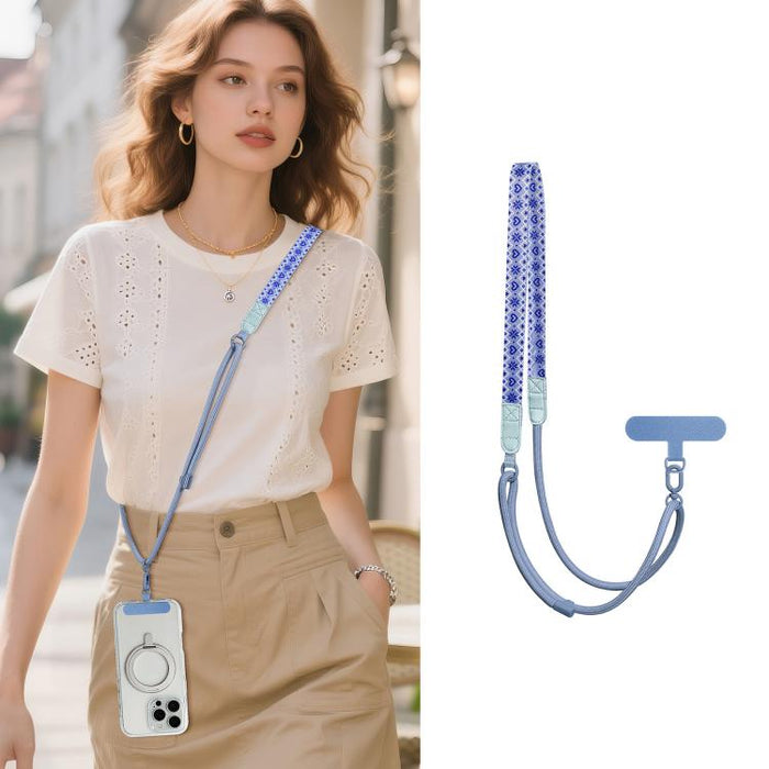 Correa de cuello híbrida ajustable con estampado de dibujos animados, bandolera para teléfono con almohadilla de sujeción para hombre y mujer.
