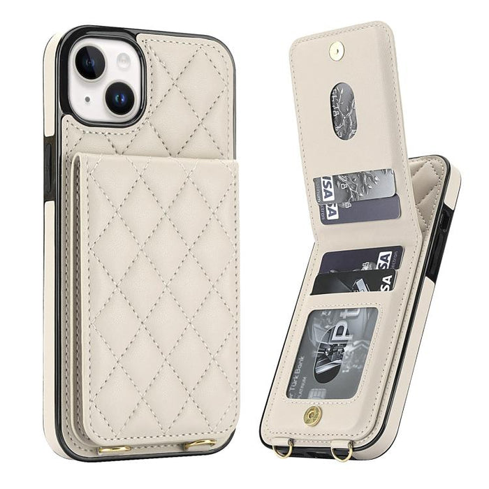 Funda para teléfono con tarjetero y bloqueo RFID de diseño romboidal cruzado, For iPhone 15, For iPhone 14 / 13, For iPhone 14 Pro, For iPhone 14 Pro Max, For iPhone SE 2022 / SE 2020 / 8 / 7, For iPhone 13 Pro Max, For iPhone 13 Pro, For iPhone 13 min...