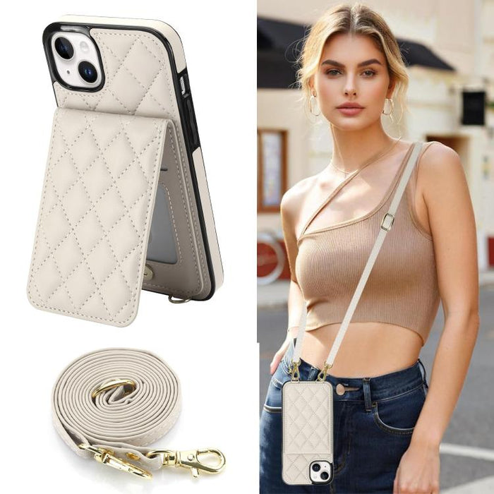 Funda para teléfono con tarjetero y bloqueo RFID de diseño romboidal cruzado, For iPhone 15, For iPhone 14 / 13, For iPhone 14 Pro, For iPhone 14 Pro Max, For iPhone SE 2022 / SE 2020 / 8 / 7, For iPhone 13 Pro Max, For iPhone 13 Pro, For iPhone 13 min...