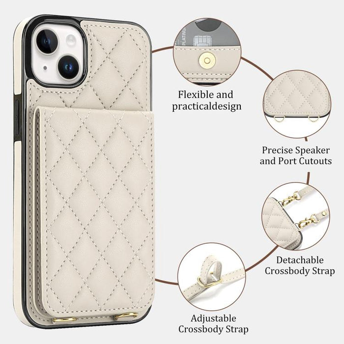 Funda para teléfono con tarjetero y bloqueo RFID de diseño romboidal cruzado, For iPhone 15, For iPhone 14 / 13, For iPhone 14 Pro, For iPhone 14 Pro Max, For iPhone SE 2022 / SE 2020 / 8 / 7, For iPhone 13 Pro Max, For iPhone 13 Pro, For iPhone 13 min...