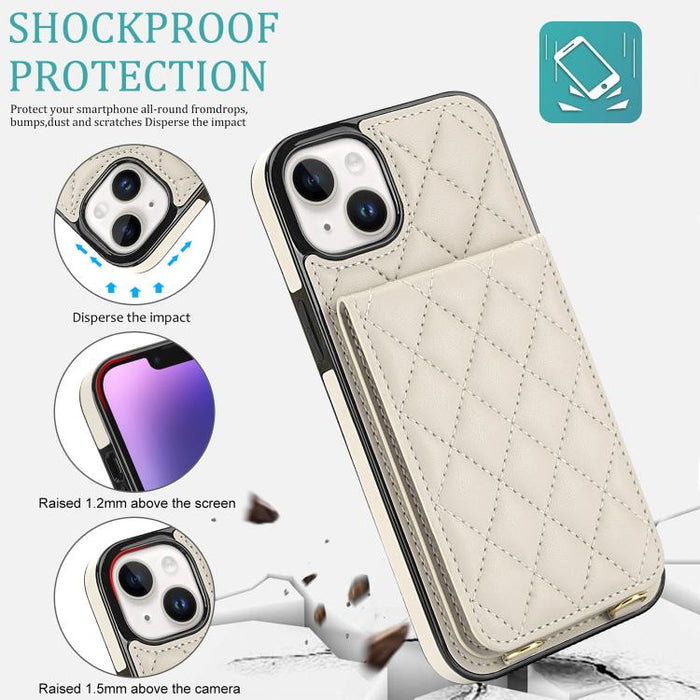 Funda para teléfono con tarjetero y bloqueo RFID de diseño romboidal cruzado, For iPhone 15, For iPhone 14 / 13, For iPhone 14 Pro, For iPhone 14 Pro Max, For iPhone SE 2022 / SE 2020 / 8 / 7, For iPhone 13 Pro Max, For iPhone 13 Pro, For iPhone 13 min...