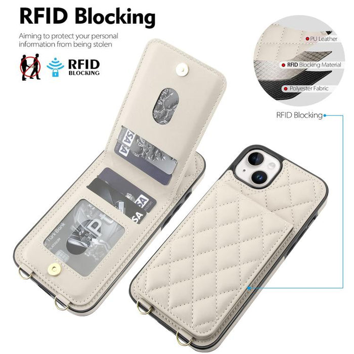 Funda para teléfono con tarjetero y bloqueo RFID de diseño romboidal cruzado, For iPhone 15, For iPhone 14 / 13, For iPhone 14 Pro, For iPhone 14 Pro Max, For iPhone SE 2022 / SE 2020 / 8 / 7, For iPhone 13 Pro Max, For iPhone 13 Pro, For iPhone 13 min...