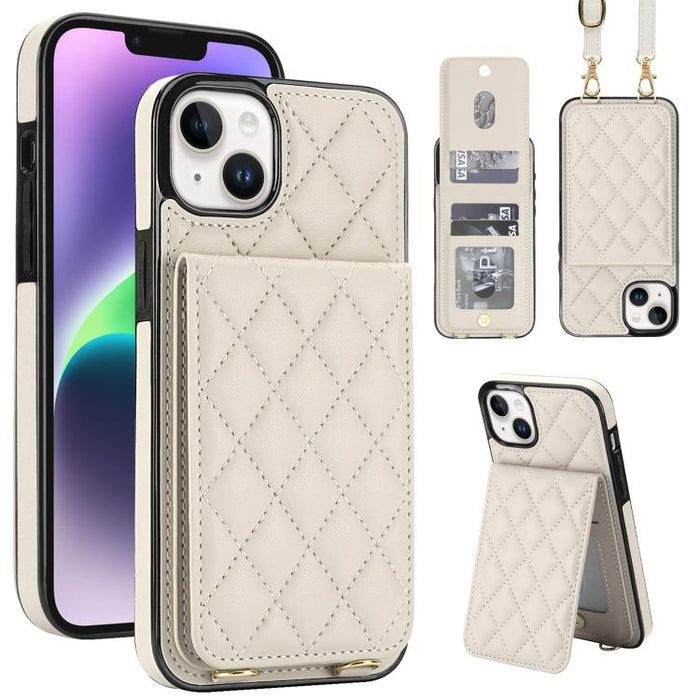 Funda para teléfono con tarjetero y bloqueo RFID de diseño romboidal cruzado, For iPhone 15, For iPhone 14 / 13, For iPhone 14 Pro, For iPhone 14 Pro Max, For iPhone SE 2022 / SE 2020 / 8 / 7, For iPhone 13 Pro Max, For iPhone 13 Pro, For iPhone 13 min...