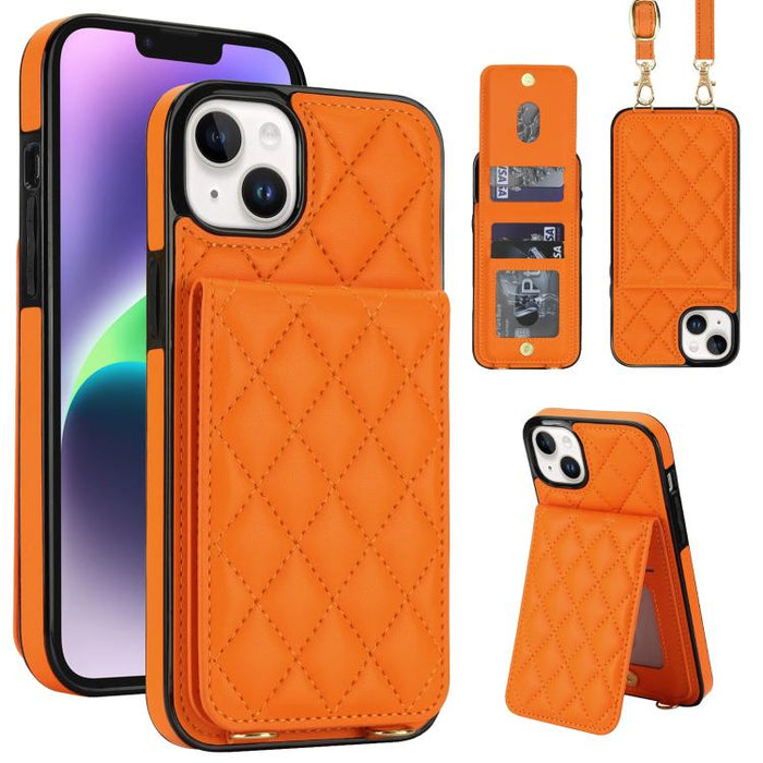 Funda para teléfono con tarjetero y bloqueo RFID de diseño romboidal cruzado, For iPhone 15, For iPhone 14 / 13, For iPhone 14 Pro, For iPhone 14 Pro Max, For iPhone SE 2022 / SE 2020 / 8 / 7, For iPhone 13 Pro Max, For iPhone 13 Pro, For iPhone 13 min...