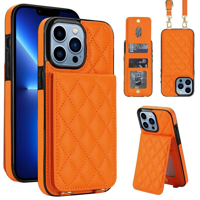 Funda para teléfono con tarjetero y bloqueo RFID de diseño romboidal cruzado, For iPhone 15, For iPhone 14 / 13, For iPhone 14 Pro, For iPhone 14 Pro Max, For iPhone SE 2022 / SE 2020 / 8 / 7, For iPhone 13 Pro Max, For iPhone 13 Pro, For iPhone 13 min...