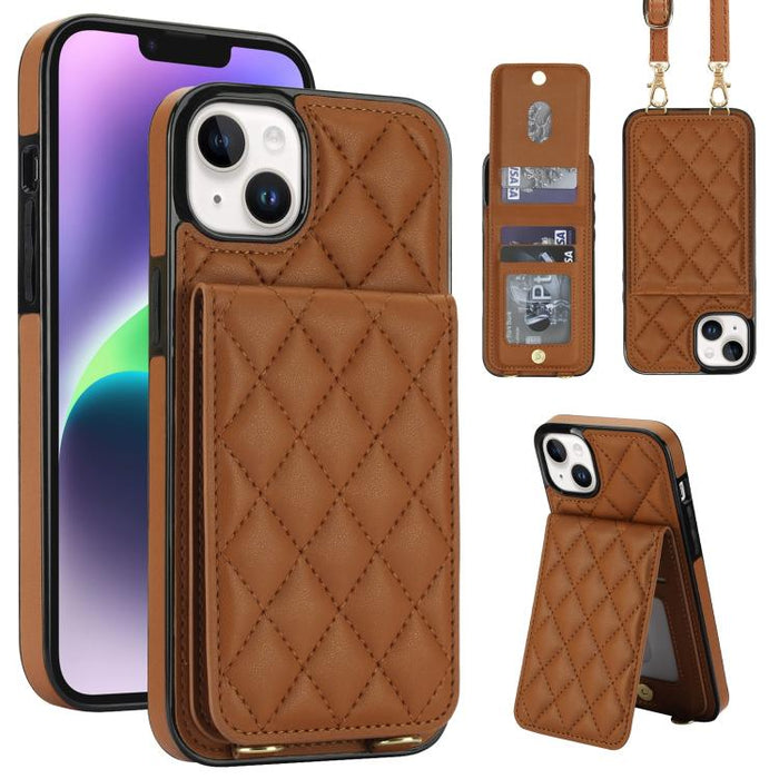 Funda para teléfono con tarjetero y bloqueo RFID de diseño romboidal cruzado, For iPhone 15, For iPhone 14 / 13, For iPhone 14 Pro, For iPhone 14 Pro Max, For iPhone SE 2022 / SE 2020 / 8 / 7, For iPhone 13 Pro Max, For iPhone 13 Pro, For iPhone 13 min...