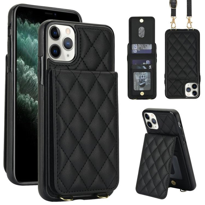 Funda para teléfono con tarjetero y bloqueo RFID de diseño romboidal cruzado, For iPhone 15, For iPhone 14 / 13, For iPhone 14 Pro, For iPhone 14 Pro Max, For iPhone SE 2022 / SE 2020 / 8 / 7, For iPhone 13 Pro Max, For iPhone 13 Pro, For iPhone 13 min...