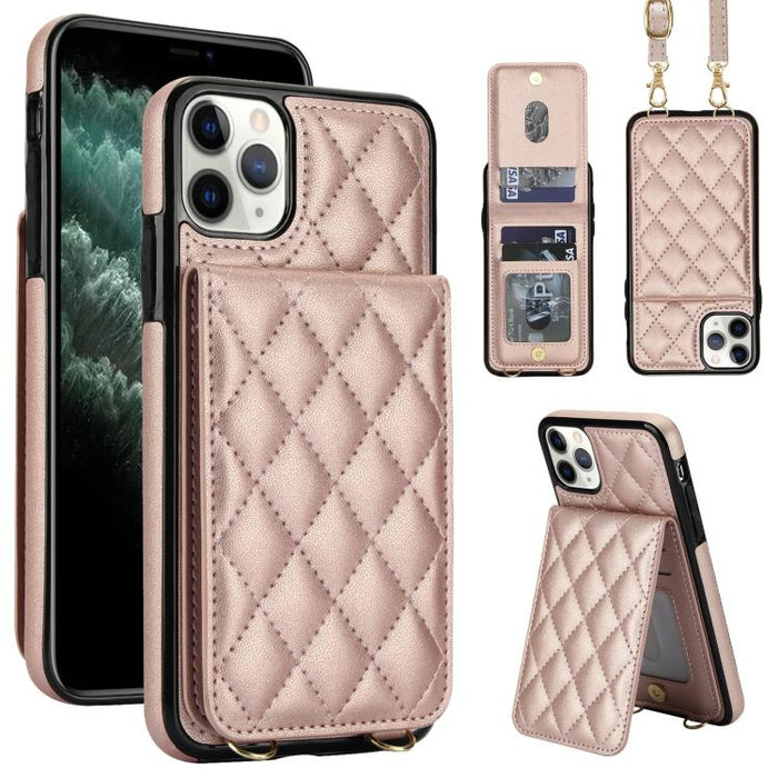 Funda para teléfono con tarjetero y bloqueo RFID de diseño romboidal cruzado, For iPhone 15, For iPhone 14 / 13, For iPhone 14 Pro, For iPhone 14 Pro Max, For iPhone SE 2022 / SE 2020 / 8 / 7, For iPhone 13 Pro Max, For iPhone 13 Pro, For iPhone 13 min...