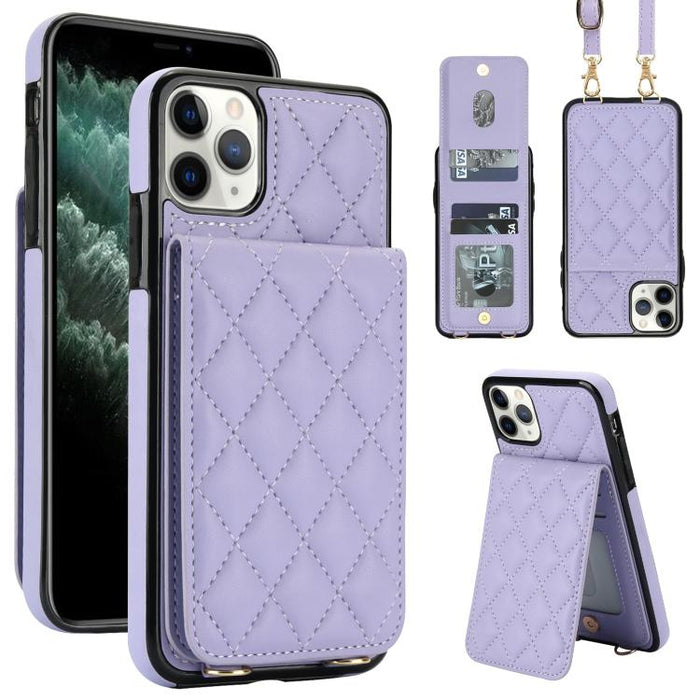 Funda para teléfono con tarjetero y bloqueo RFID de diseño romboidal cruzado, For iPhone 15, For iPhone 14 / 13, For iPhone 14 Pro, For iPhone 14 Pro Max, For iPhone SE 2022 / SE 2020 / 8 / 7, For iPhone 13 Pro Max, For iPhone 13 Pro, For iPhone 13 min...