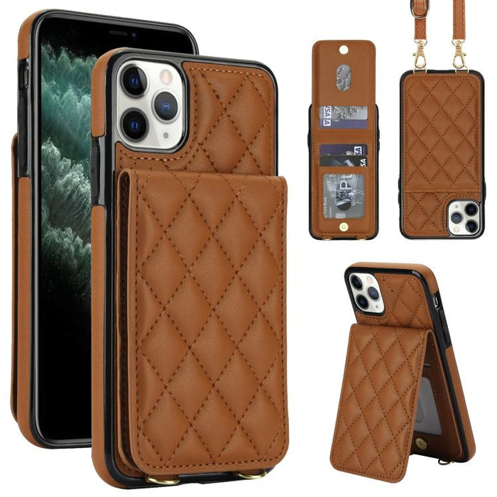 Funda para teléfono con tarjetero y bloqueo RFID de diseño romboidal cruzado, For iPhone 11, For iPhone 11 Pro, For iPhone X / XS, For iPhone XR, For iPhone XS Max, For iPhone 8 Plus / 7 Plus