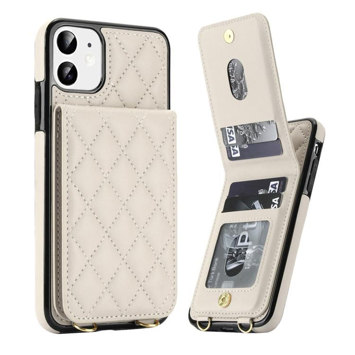 Funda para teléfono con tarjetero y bloqueo RFID de diseño romboidal cruzado, For iPhone 11, For iPhone 11 Pro, For iPhone X / XS, For iPhone XR, For iPhone XS Max, For iPhone 8 Plus / 7 Plus