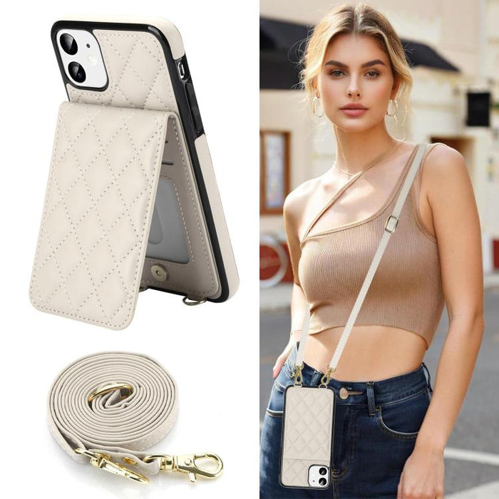 Funda para teléfono con tarjetero y bloqueo RFID de diseño romboidal cruzado, For iPhone 11, For iPhone 11 Pro, For iPhone X / XS, For iPhone XR, For iPhone XS Max, For iPhone 8 Plus / 7 Plus