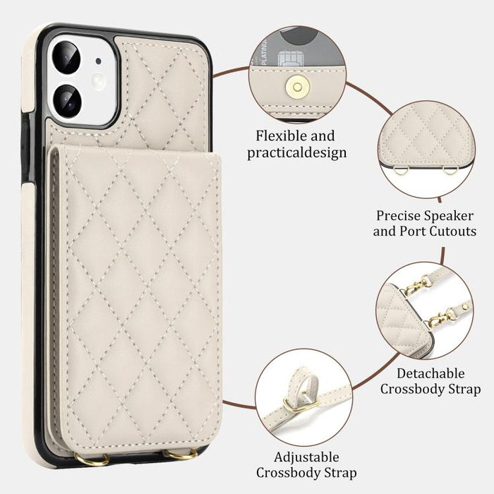 Funda para teléfono con tarjetero y bloqueo RFID de diseño romboidal cruzado, For iPhone 11, For iPhone 11 Pro, For iPhone X / XS, For iPhone XR, For iPhone XS Max, For iPhone 8 Plus / 7 Plus