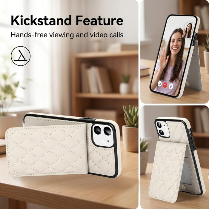 Funda para teléfono con tarjetero y bloqueo RFID de diseño romboidal cruzado, For iPhone 11, For iPhone 11 Pro, For iPhone X / XS, For iPhone XR, For iPhone XS Max, For iPhone 8 Plus / 7 Plus