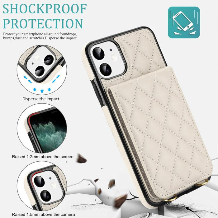Funda para teléfono con tarjetero y bloqueo RFID de diseño romboidal cruzado, For iPhone 11, For iPhone 11 Pro, For iPhone X / XS, For iPhone XR, For iPhone XS Max, For iPhone 8 Plus / 7 Plus
